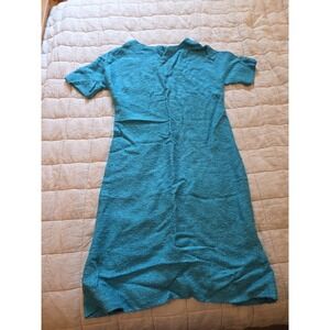 Vtg 60s 70s Midi‎ Shift Dress, TurquoiseBlue, Medium Handmade Womens